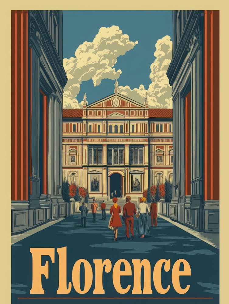 Aihrgdesign Ein Retro Reiseposter für Florenz mit dem 1