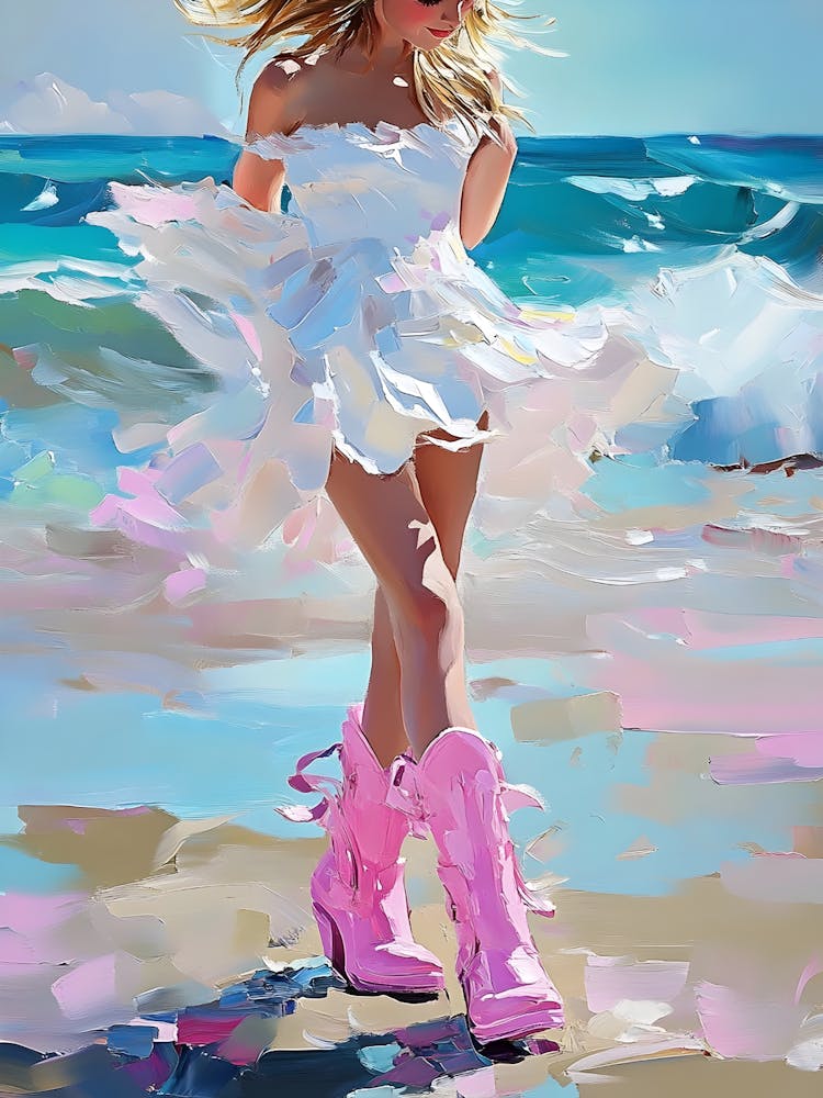 Pink Boots On The Beach 2