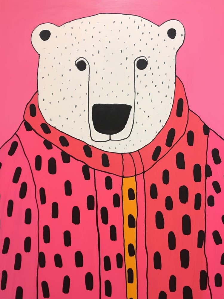 Pink Polka Dot Polar Bear 2