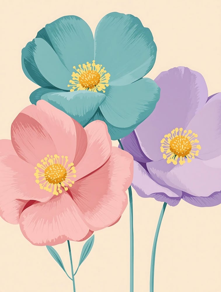 Dreamy Floral Silhouettes in Gentle Pastels