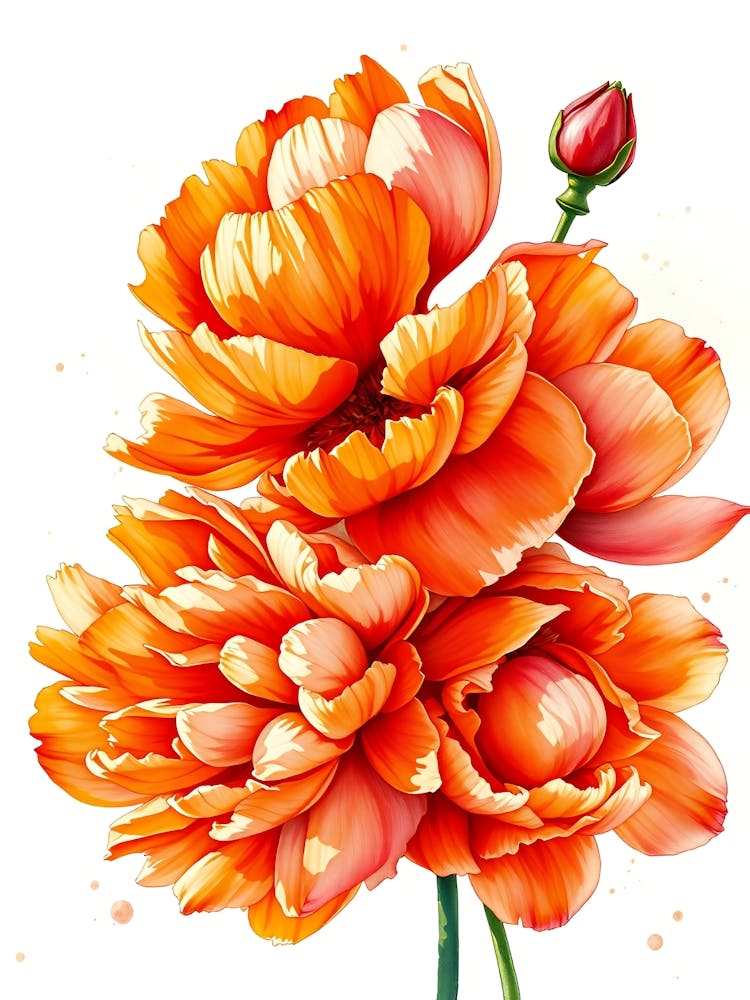 Orange Peony Flowers