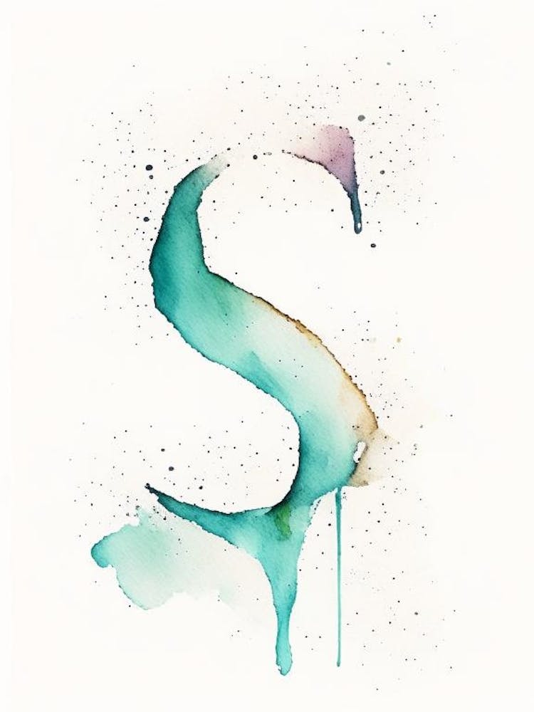 S Buchstabe, Alphabet Minimalistisches Aquarell 4