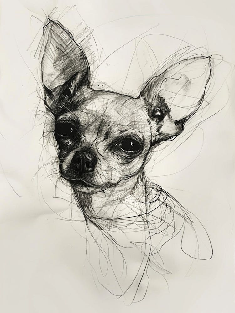 Chihuahua Dog Charcoal Line