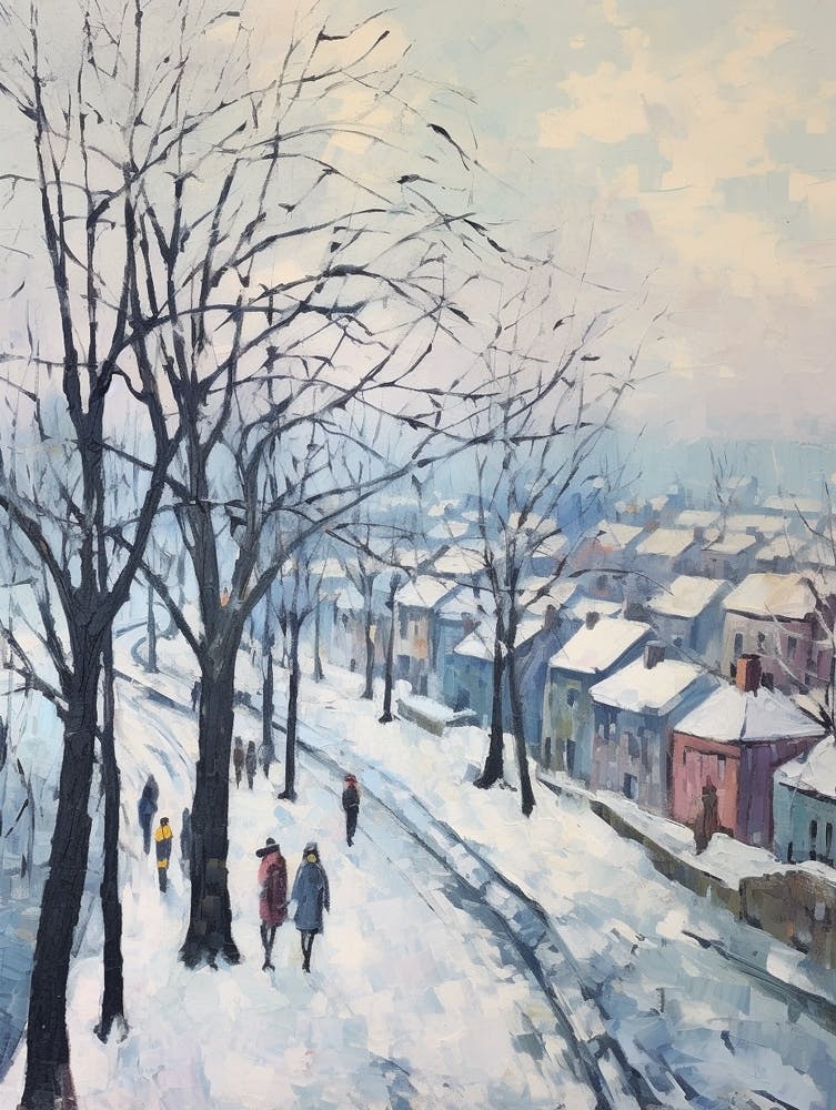 Winter City Park Painting Kalemegdan Park Belgrade Serbia 6