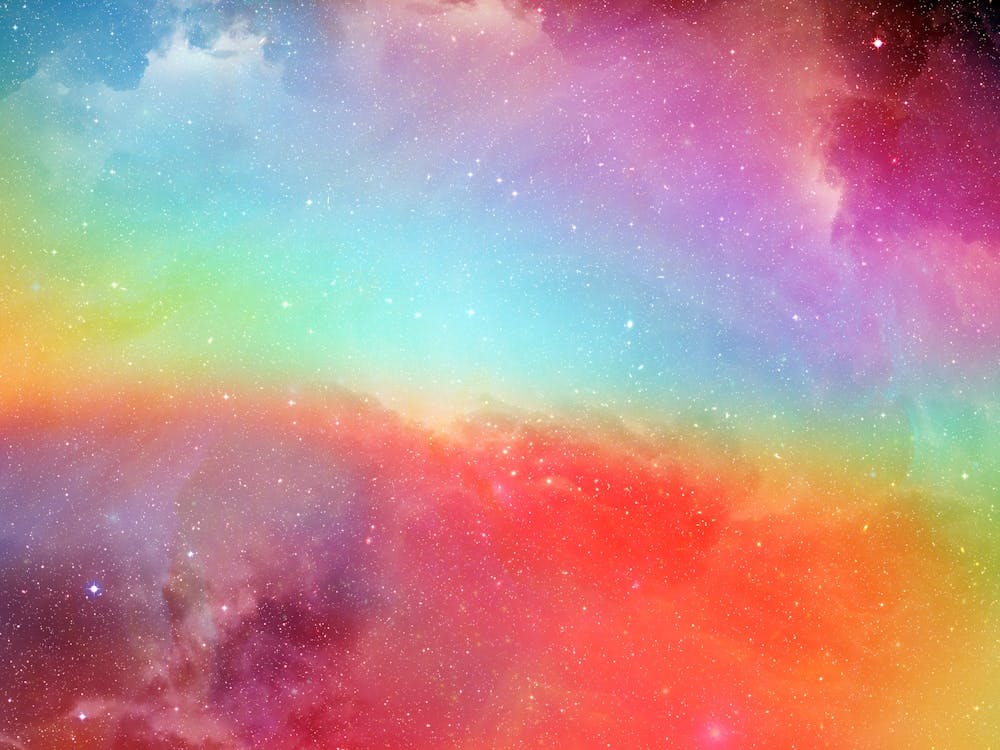 Luminescent space #1 - space neon art, Rainbow Nebula