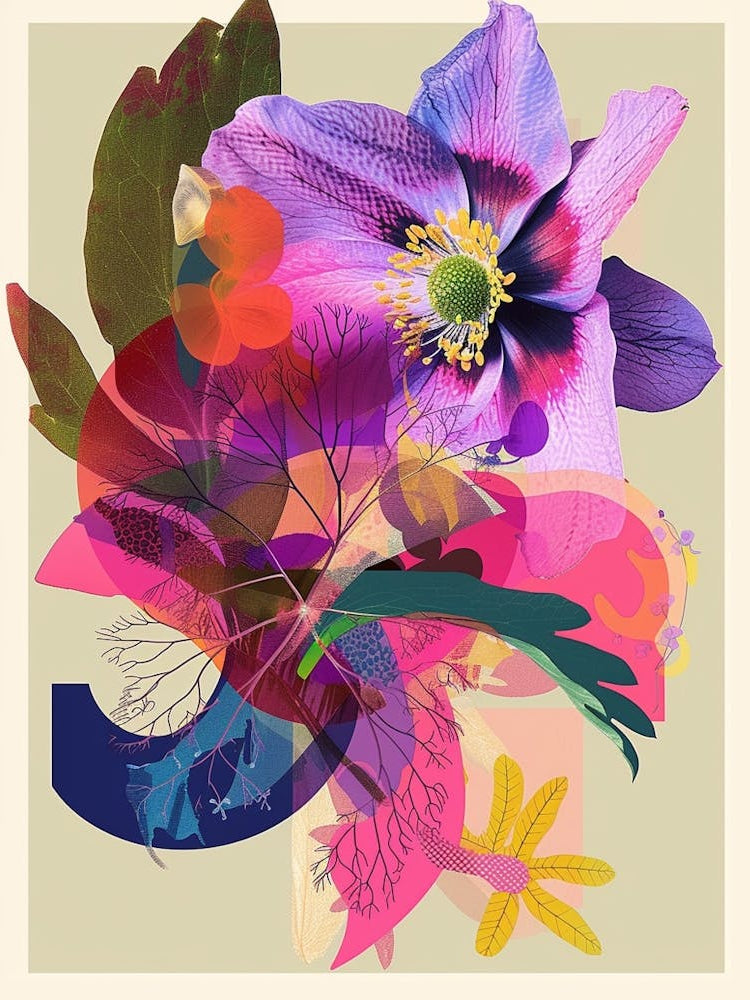 Hellebore 2 Neon Flower Collage