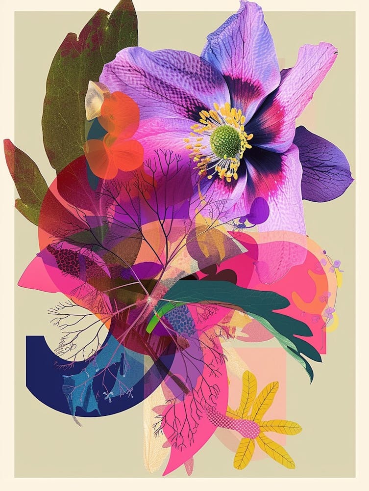 Hellebore 2 Neon Flower Collage