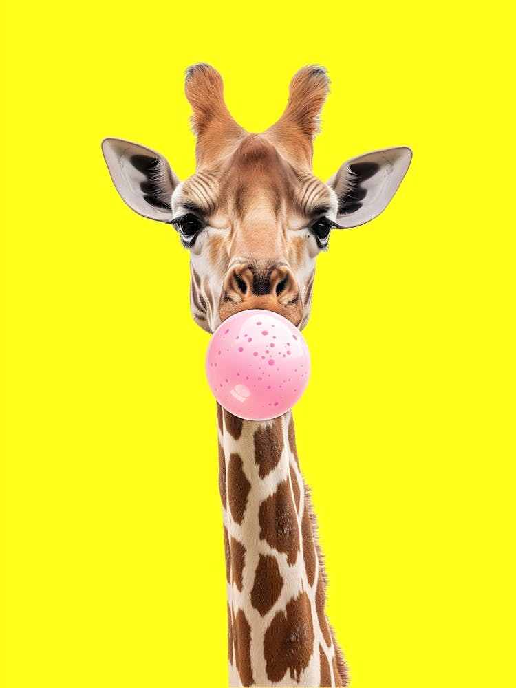Giraffe Chewing Bubble Gum