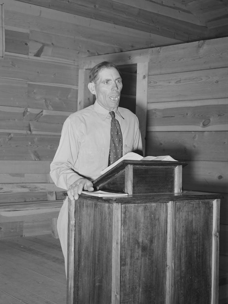 Mr Leatherman, Homesteader From Texas, Leading The Singing At Church Services, Pie Town, New Mexico By