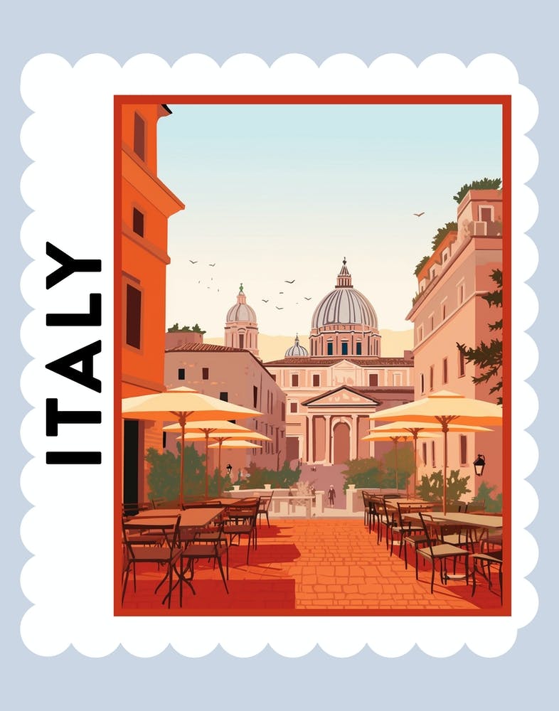 Italy 5 Travel Stamp Poster