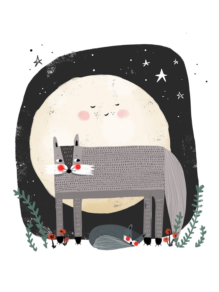 Wolf und der Mond