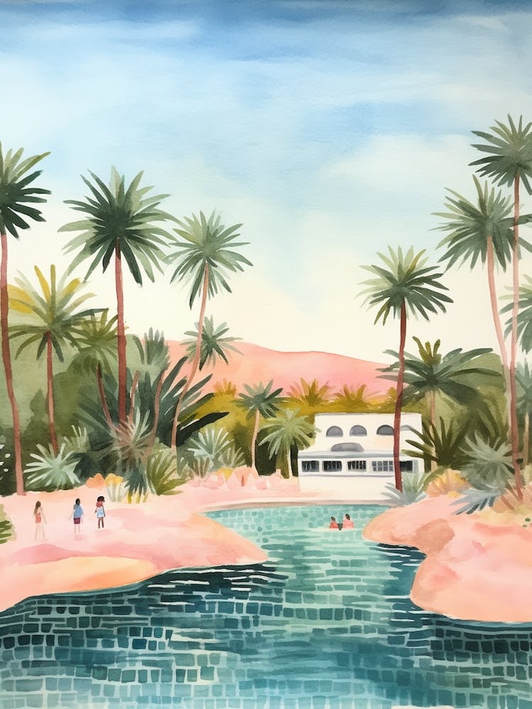 Swimming In Canary Islands Spain Watercolour