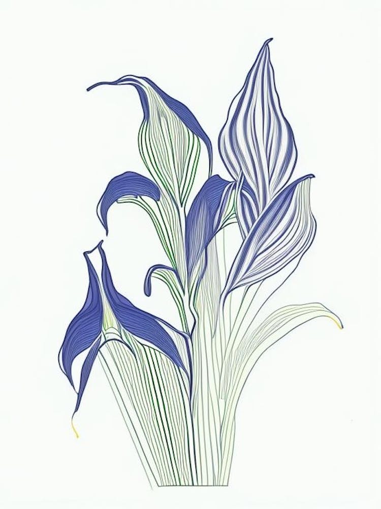 Hosta Floral Minimal Line Drawing 1 Flower