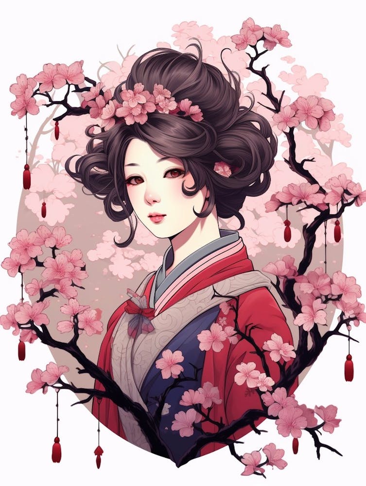 Cherry Blossoms Japanese Style Illustration 13