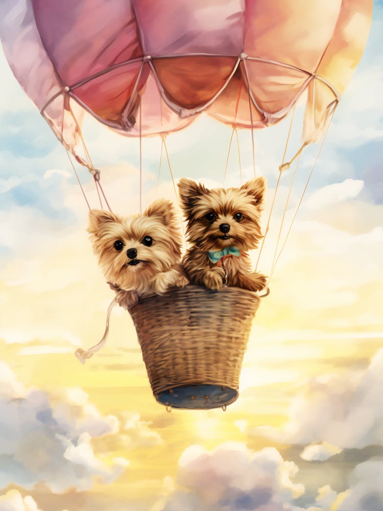 Yorkshire Terriers In Hot Air Balloon 2