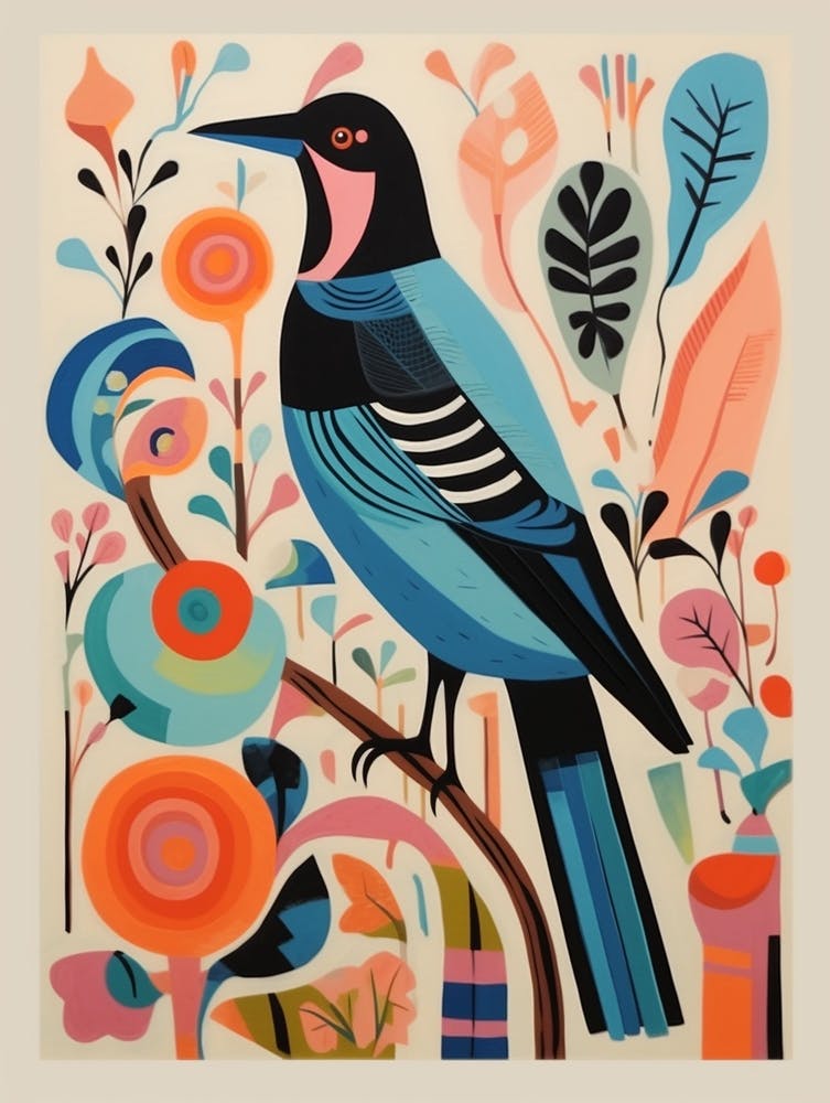 Colourful Scandi Bird Magpie 7