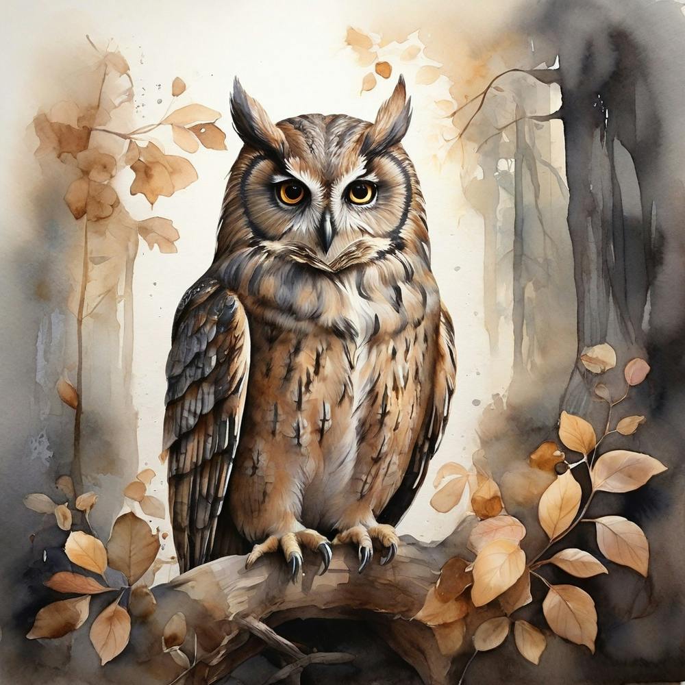 Leonardo Diffusion Xl Watercolor A Gray Brown Owl Fairytale Wo 0 (2)