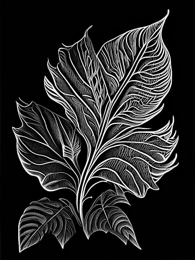 Salvia Leaf Linocut 1