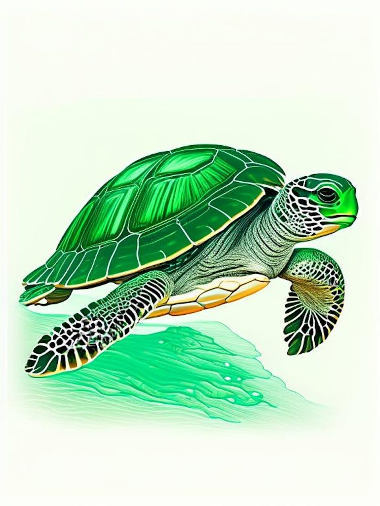 Green Sea Turtle (Chelonia Mydas), Sea Turtle Retro 1