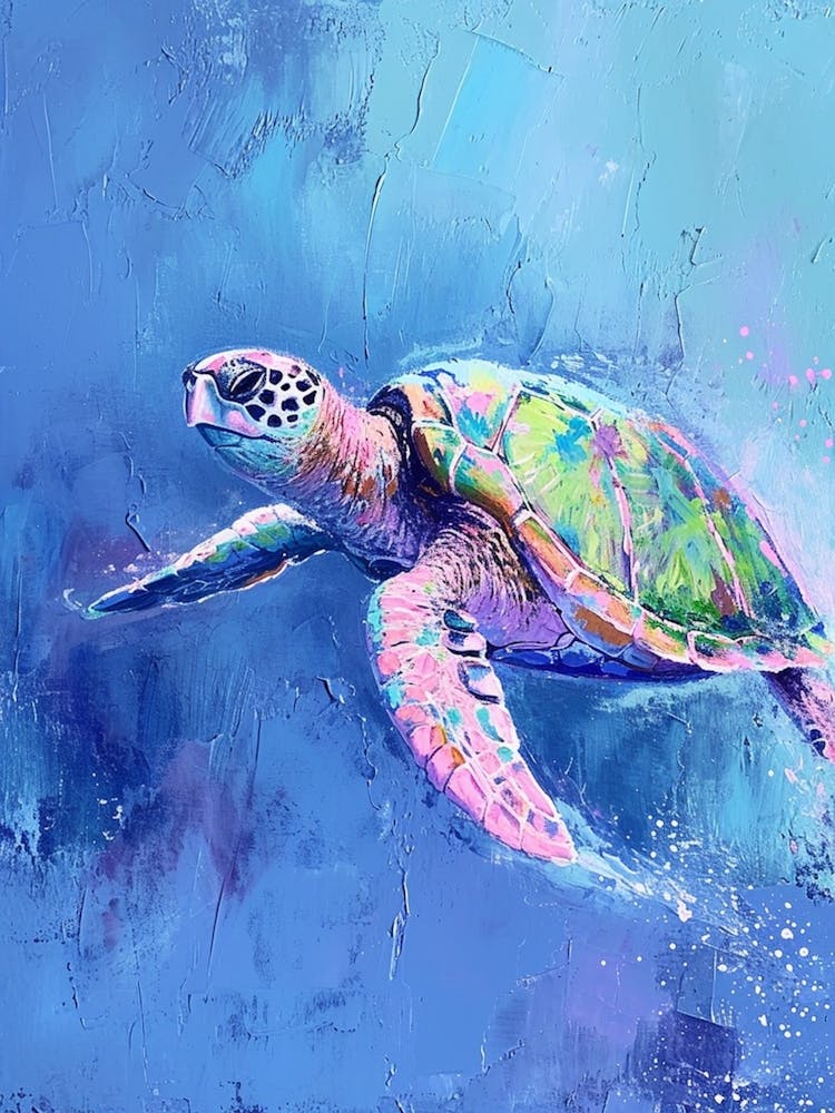 Impasto Pastel Sea Turtle Painting 2