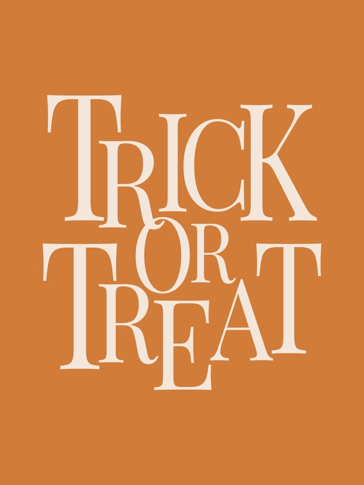 Modern Trick Or Treat Typography - White & Orange