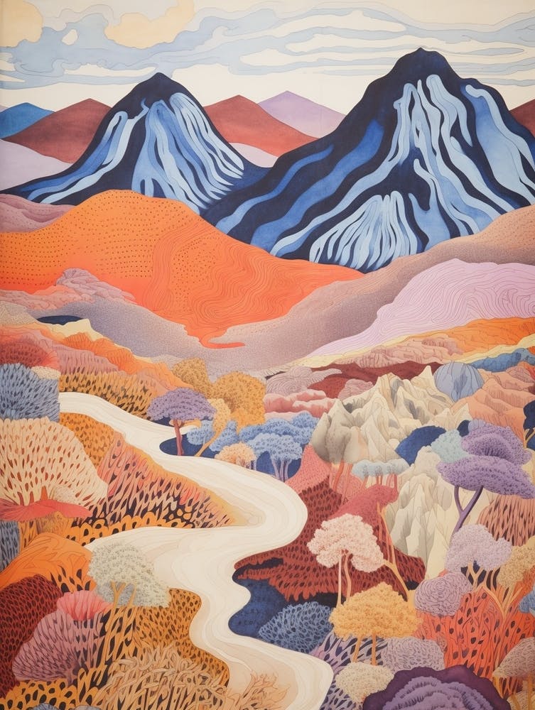 Mount Yasur Vanuatu Colourful Mountain Illustration