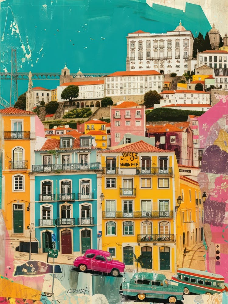 Lisbon   Retro Collage Style 3