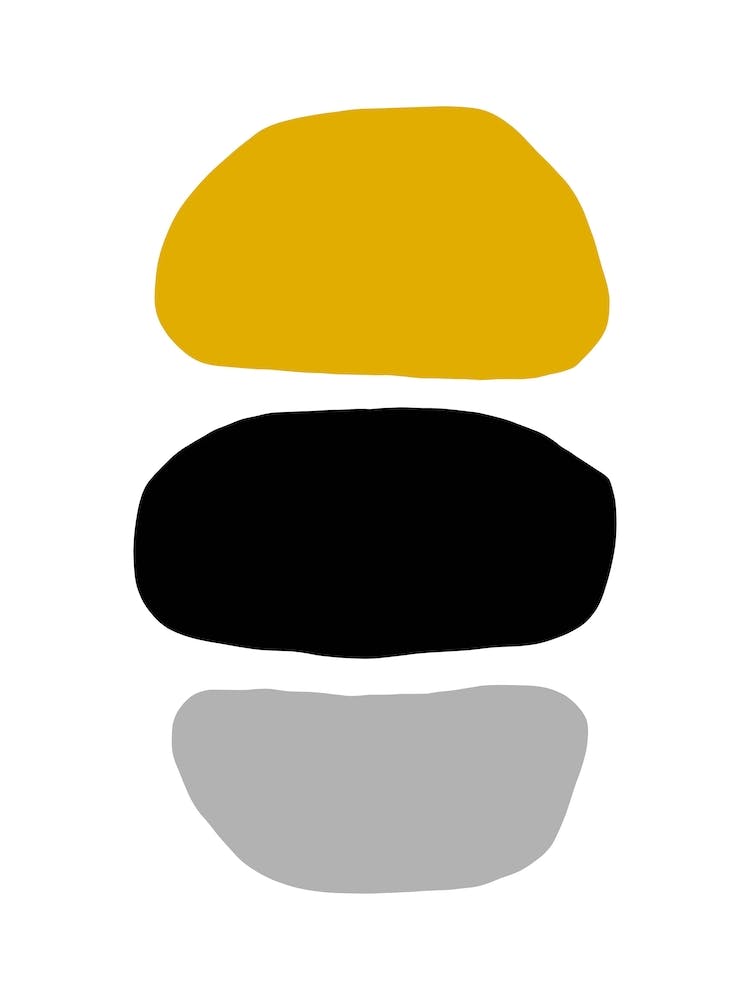 Abstract Hobbled Stones Mustard And Black Three