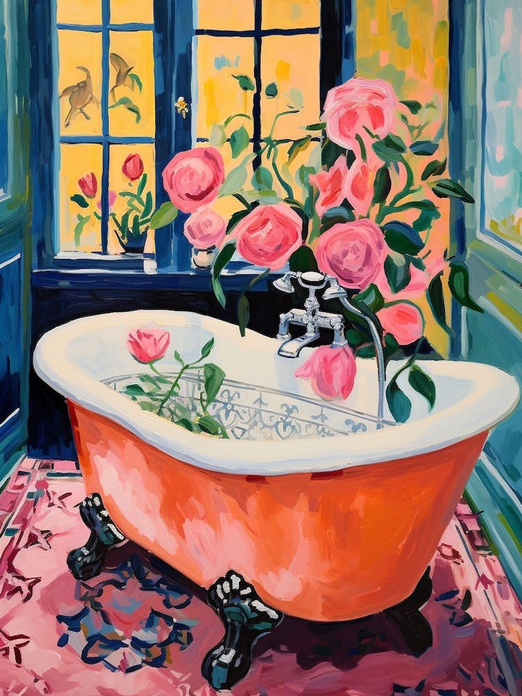 A Bathtube Full Of Rose In A Bathroom 2