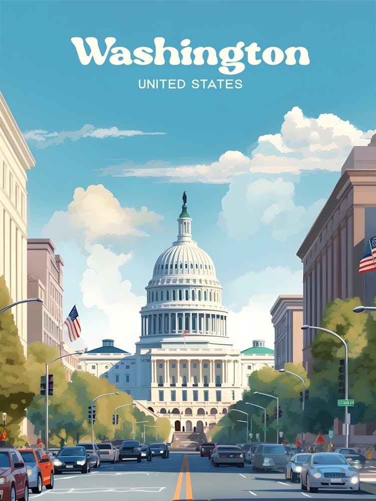 Washington United States Capitol Travel Art