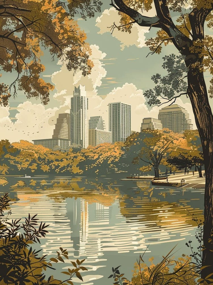Duotone Illustration Zilker Metropolitan Park Austin Texas 4