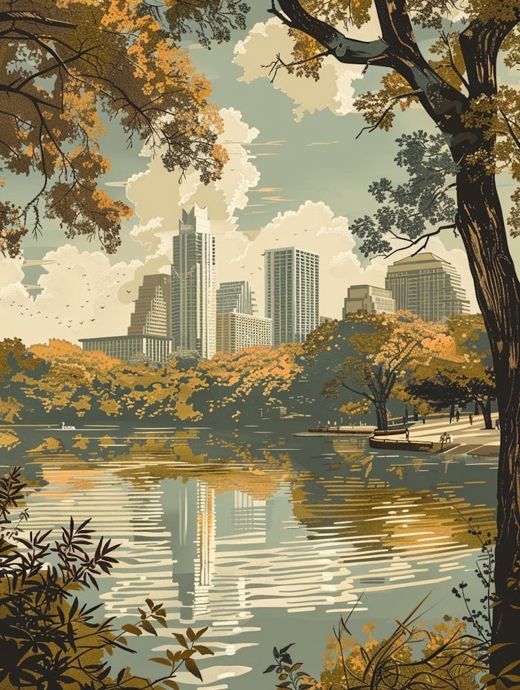 Duotone Illustration Zilker Metropolitan Park Austin Texas 4