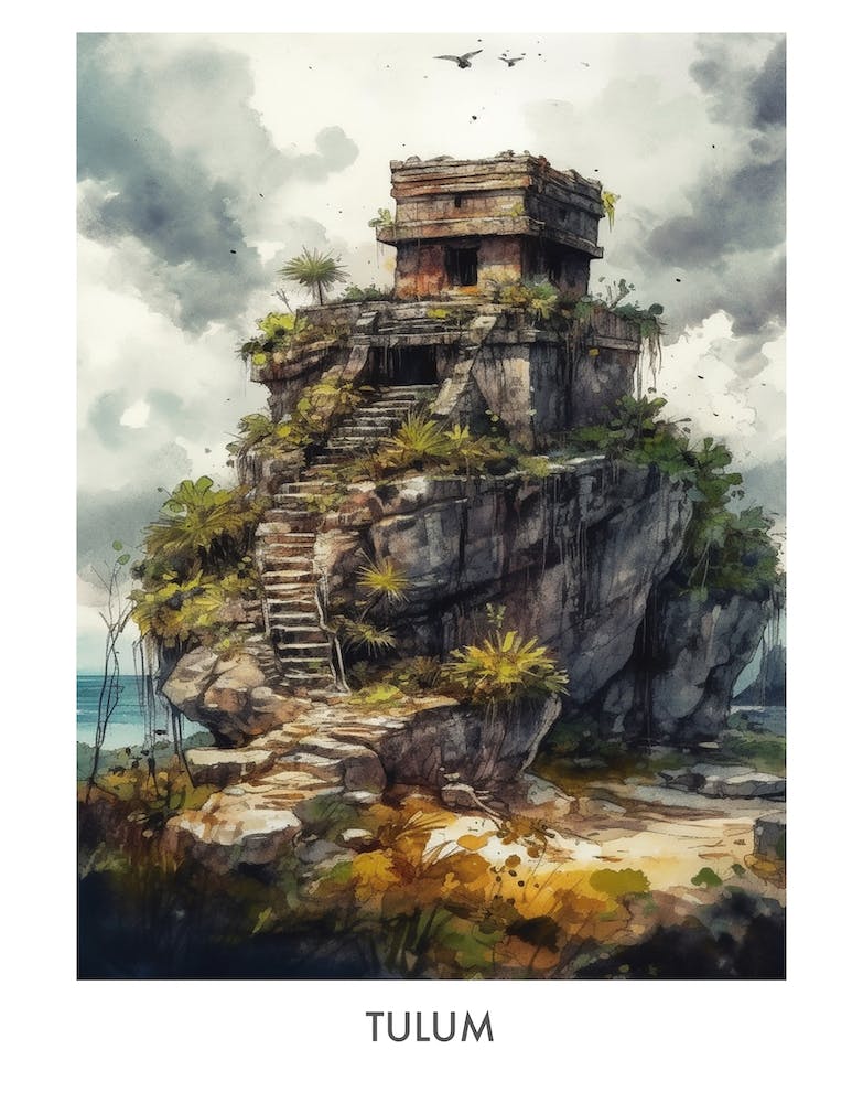 Tulum Watercolor 4travel Poster