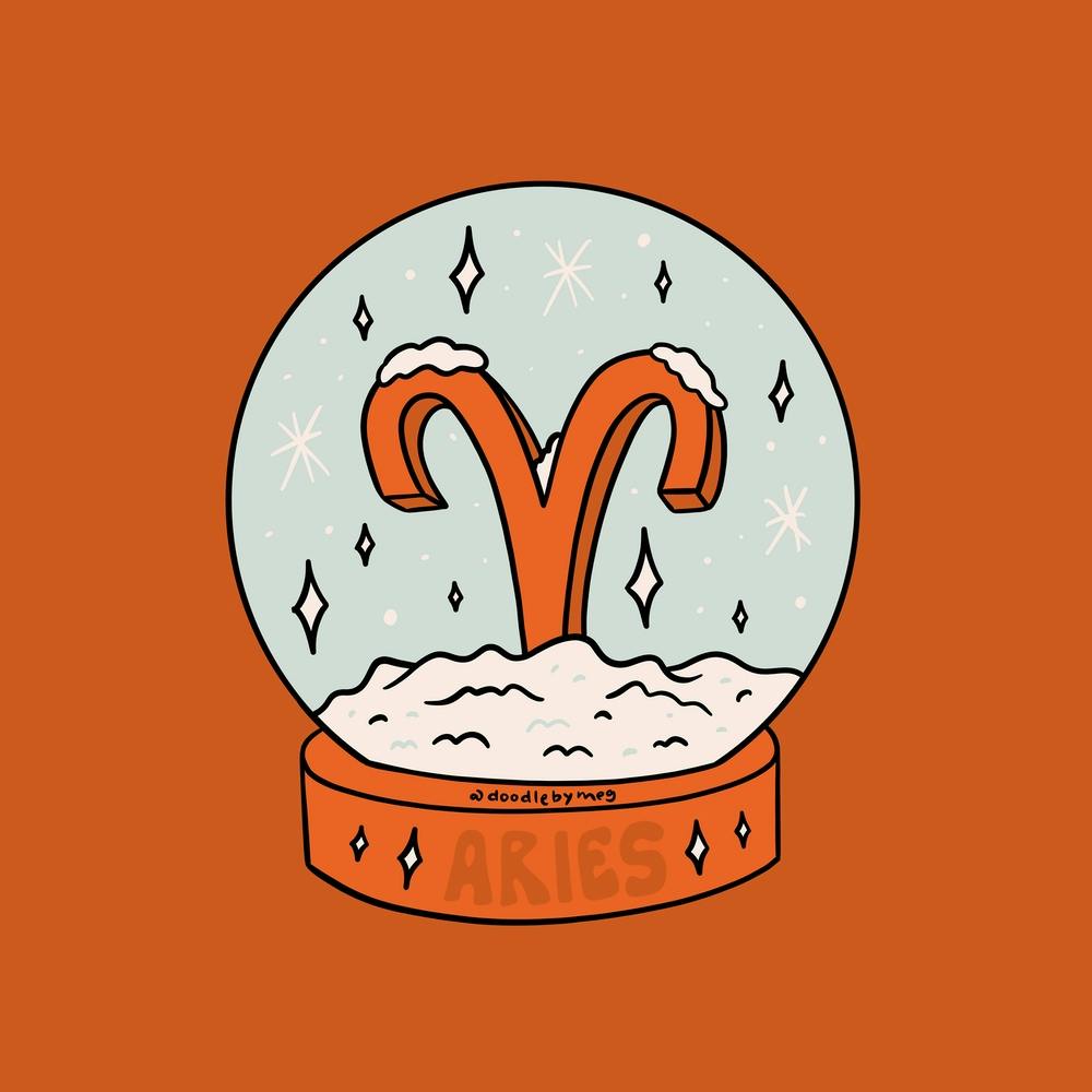 Aries Snow Globe