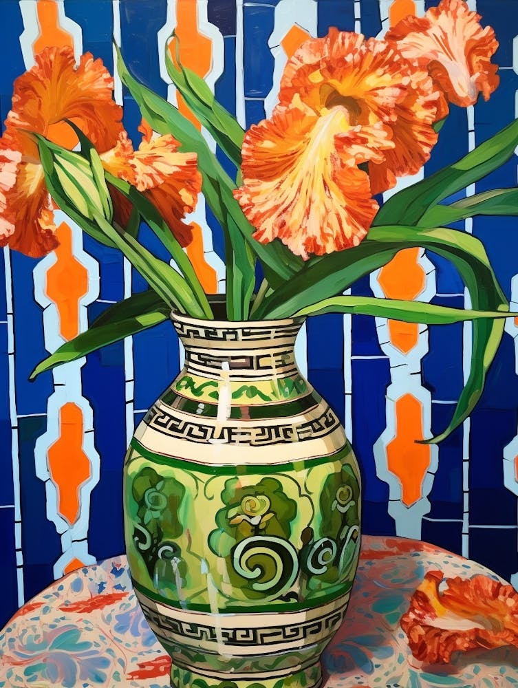 Flowers In A Vase Still Life Painting Gladiolus 4