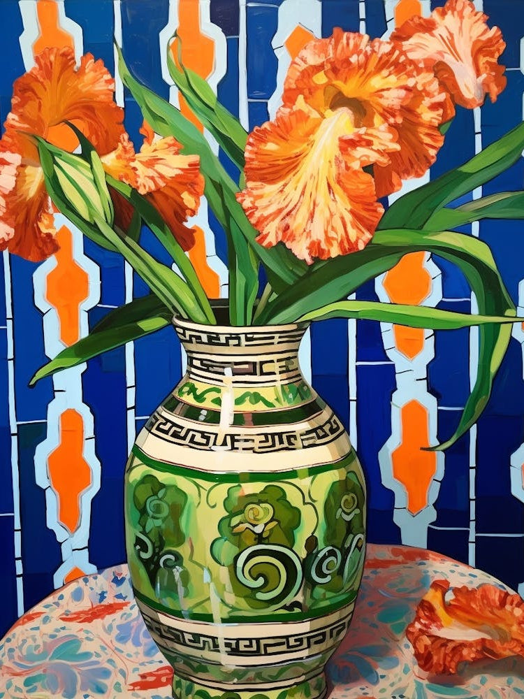 Flowers In A Vase Still Life Painting Gladiolus 4
