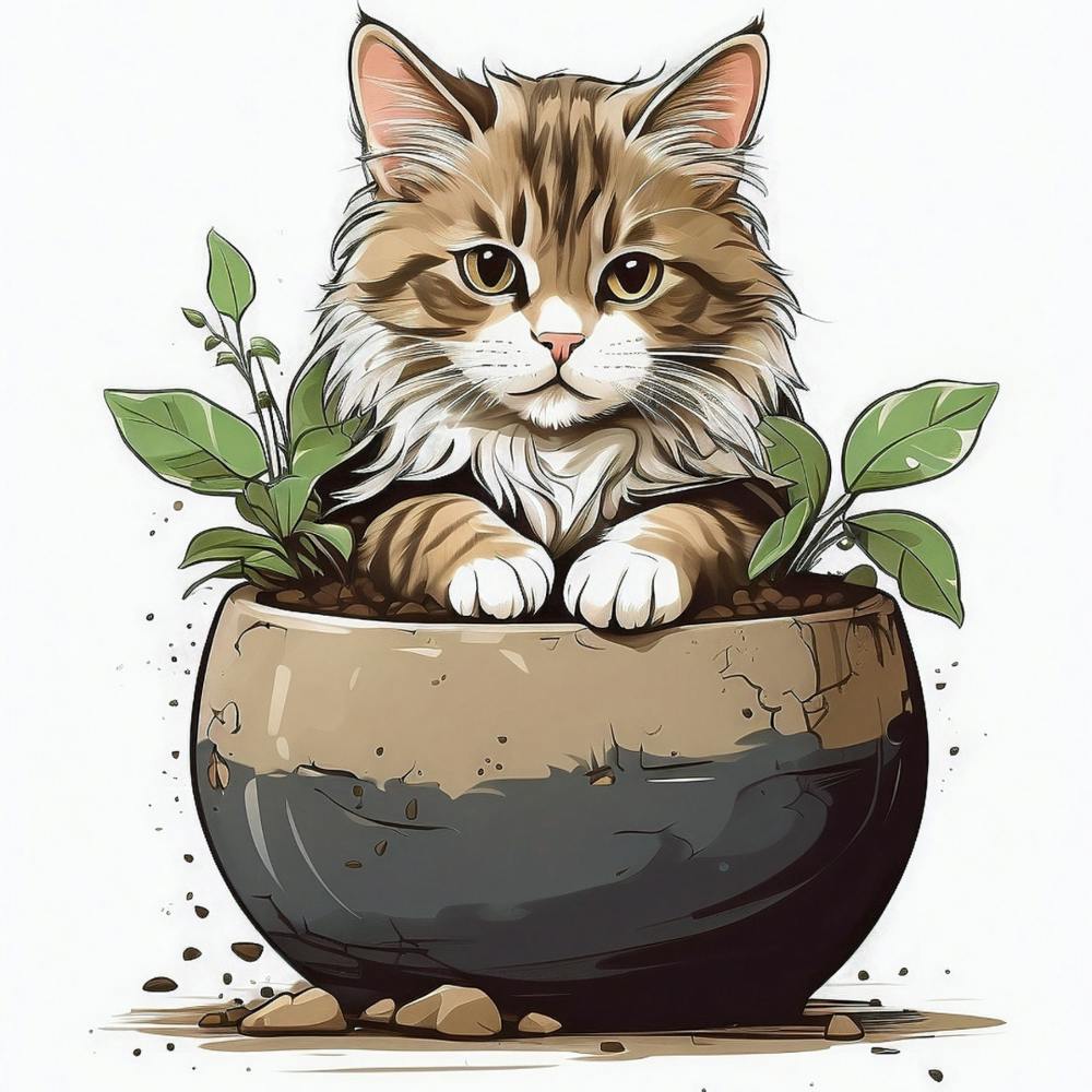 Cat In A Pot