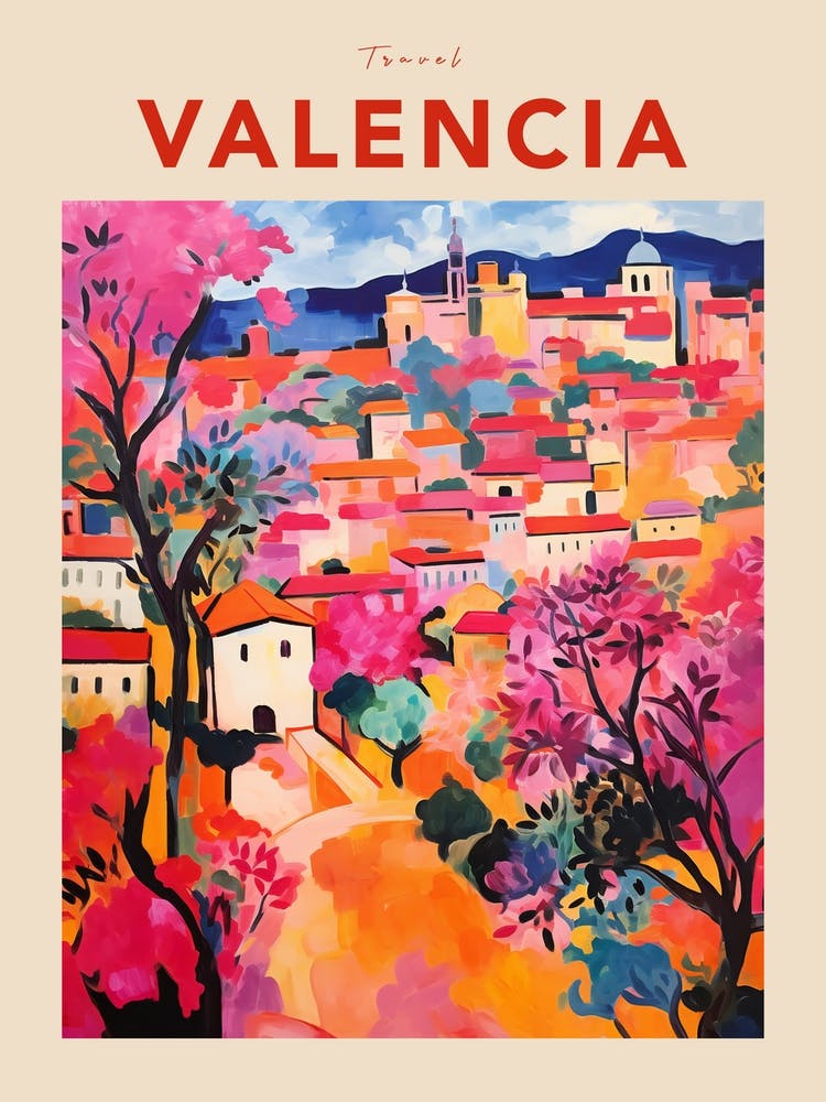 Valencia Spain Fauvist Travel Poster
