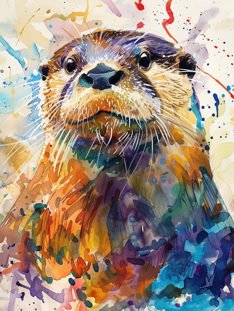 Otter Colourful Watercolour 1