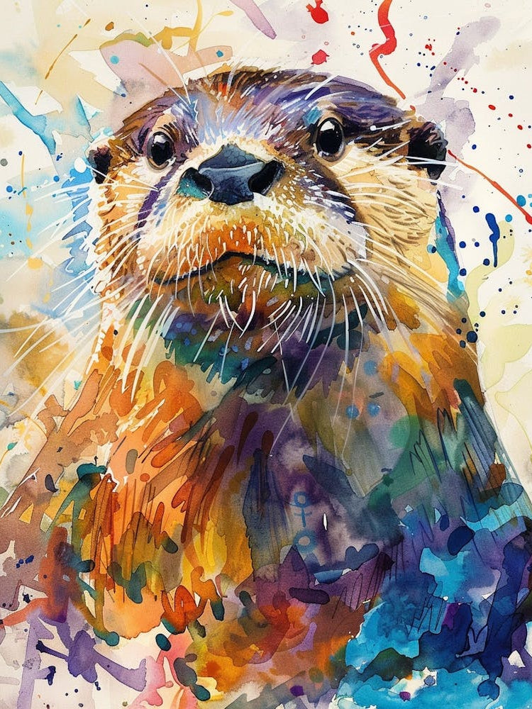 Otter Colourful Watercolour 1
