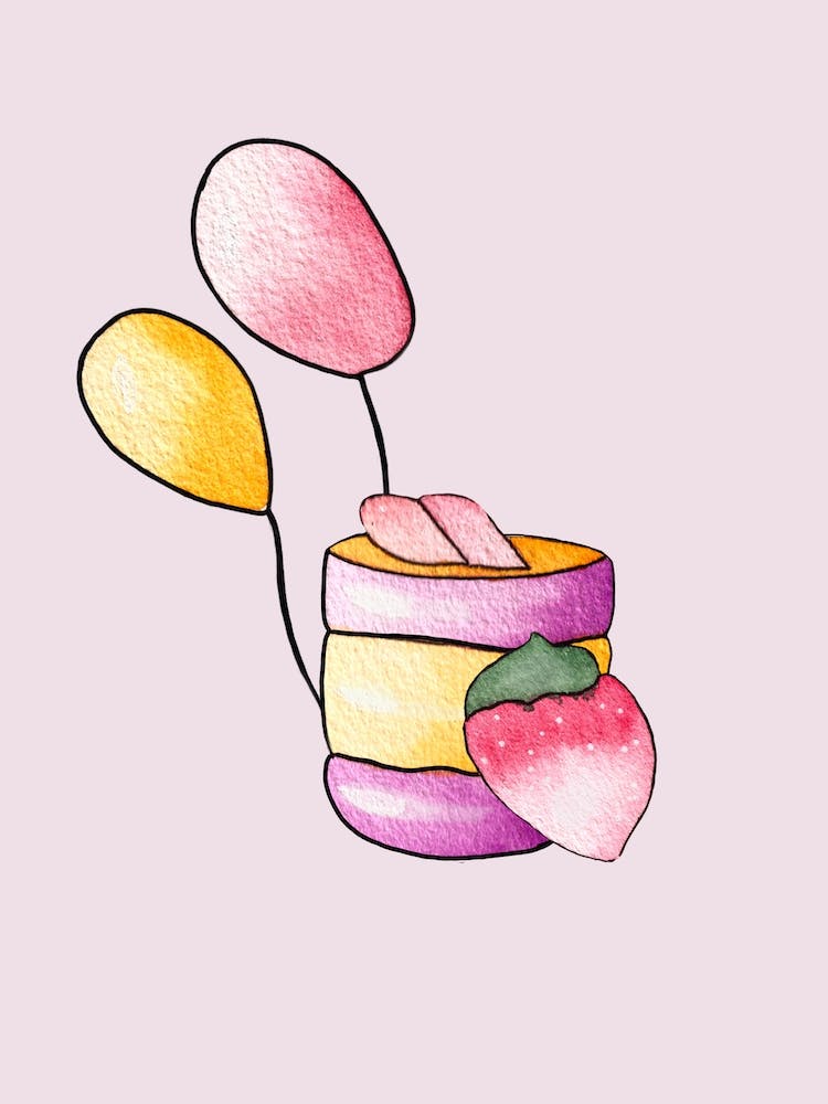 Strawberry Cupcake And Balloons