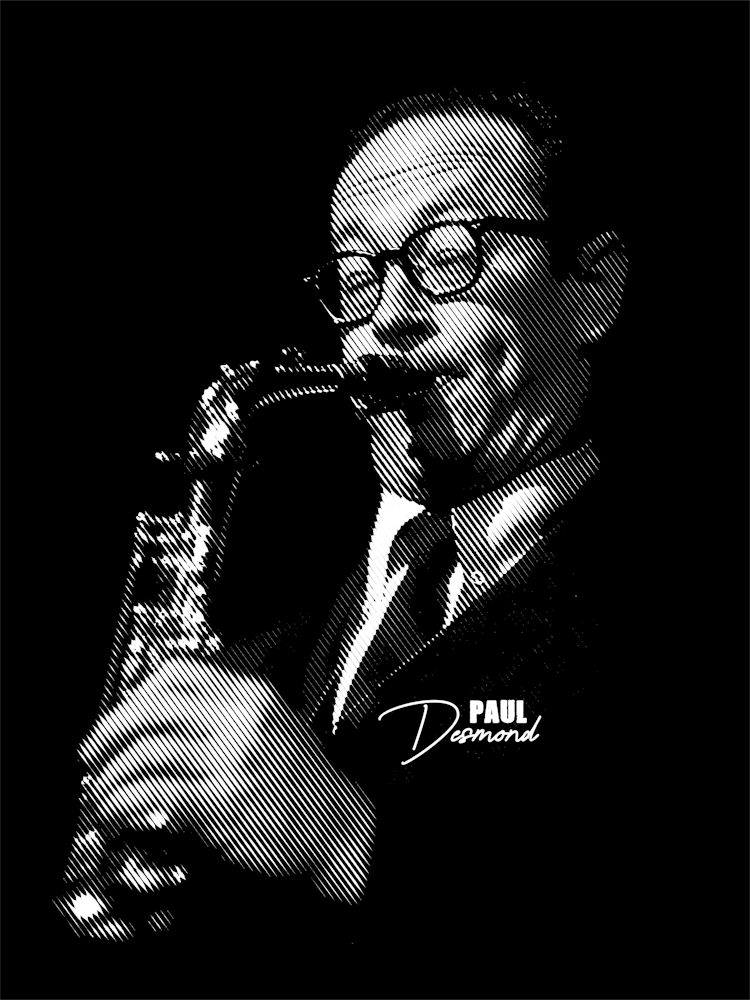 Paul Desmond American Jazz Saxophonist Music in Black White Line Art 2