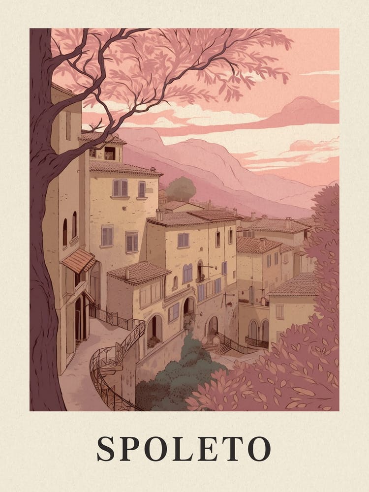 Spoleto Vintage Pink Italy Poster