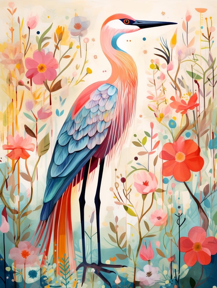 Bird Painting Collage Egret 1