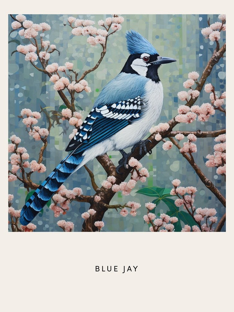 Ohara Koson Inspired Bird Painting Blue Jay 3 Poster