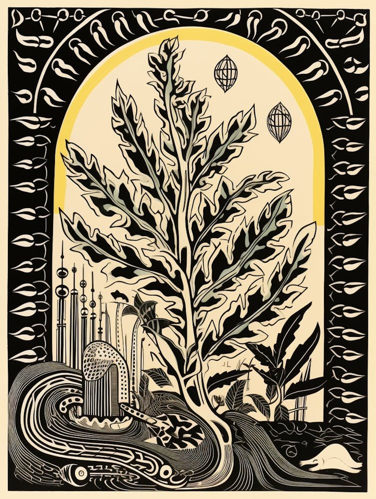 B&W Plant Illustration Zz Plant 3