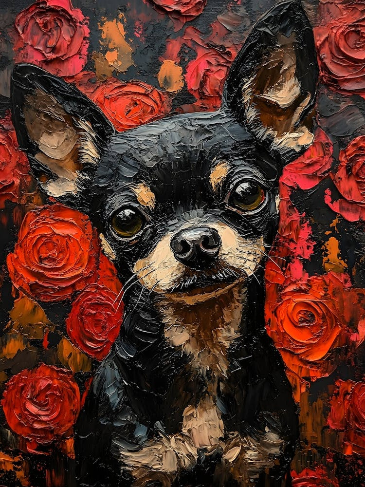 Chihuahua And Roses 1