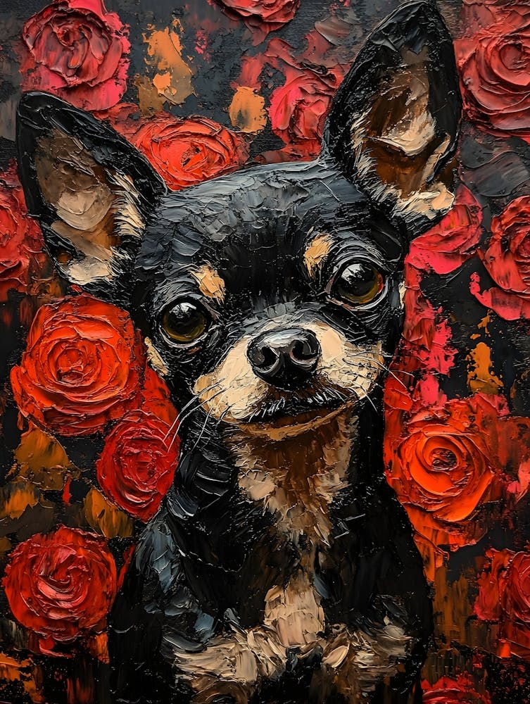 Chihuahua And Roses 1