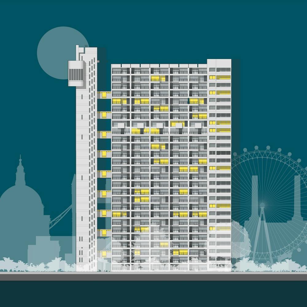 Trellick Tower Blue