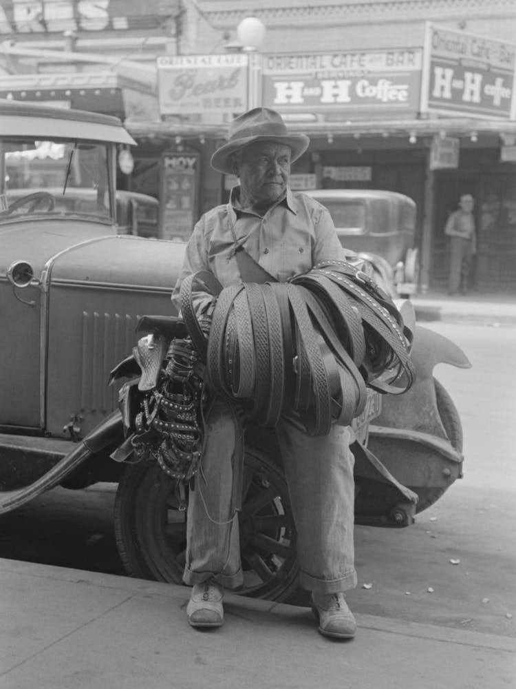 Mexican Leather Goods Peddler, San Antonio, Texas By Russell Lee